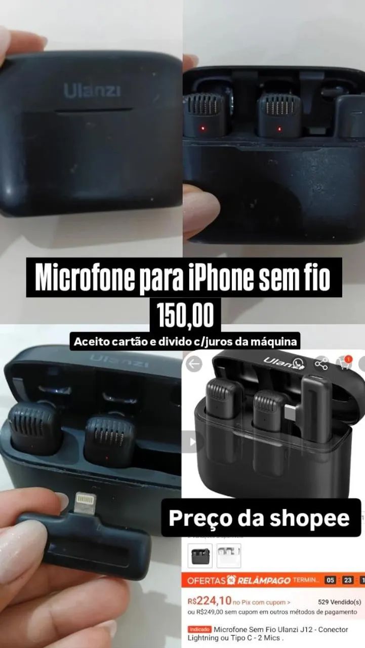 Microfone sem fio para iPhone 