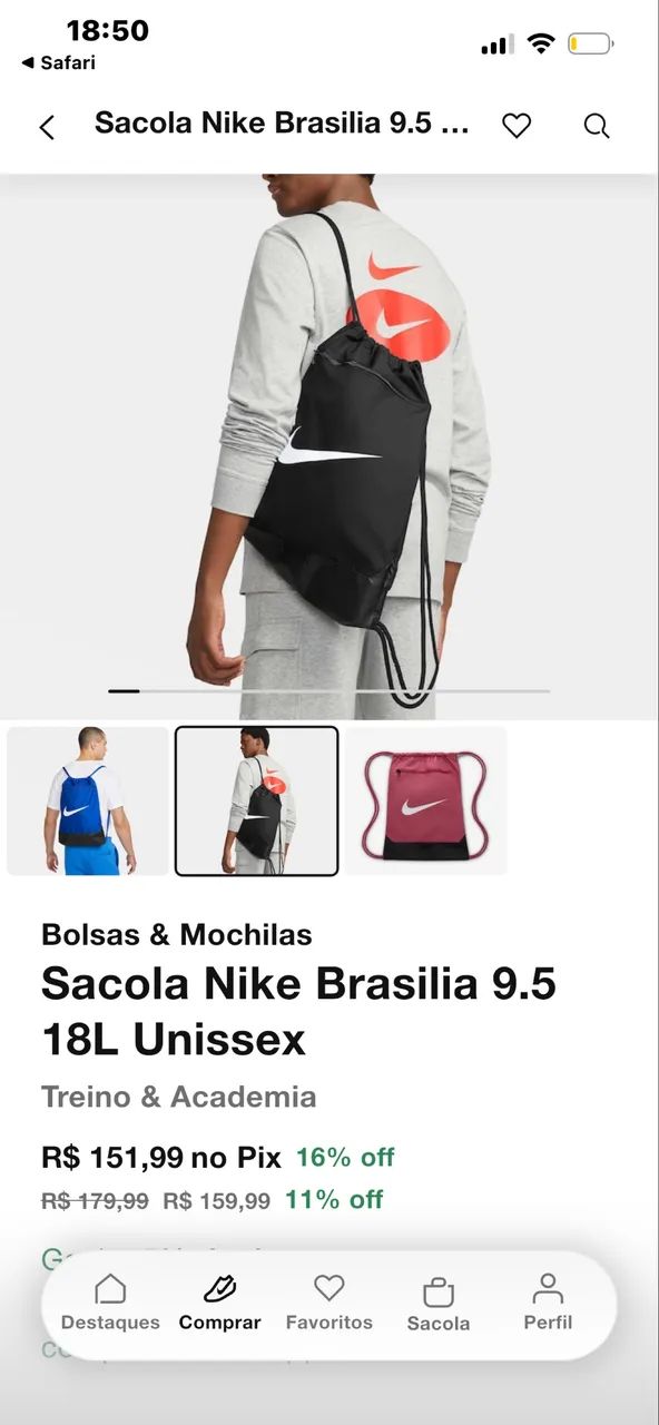 Bolsa Nike preta top