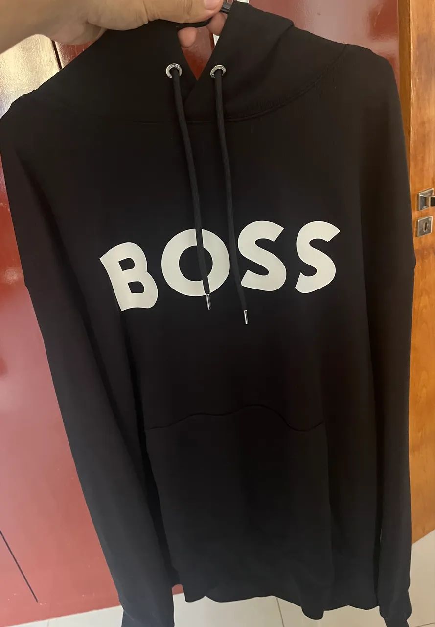 Blusa Masculina de Moletom com Gorro Sullivan Preto Boss - Foto 2