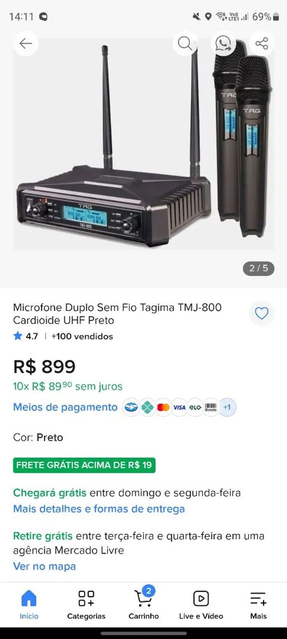 Microfone sem fio tagima TMJ 800 - Foto 2