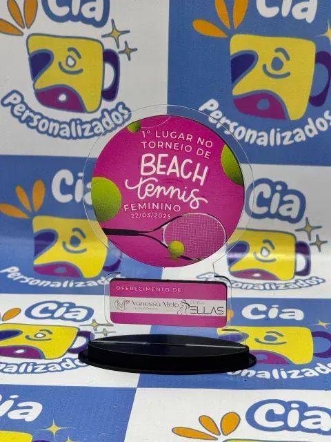 Troféu Personalizado acrilico com MDF - Redondo 9x14cm - Foto 2