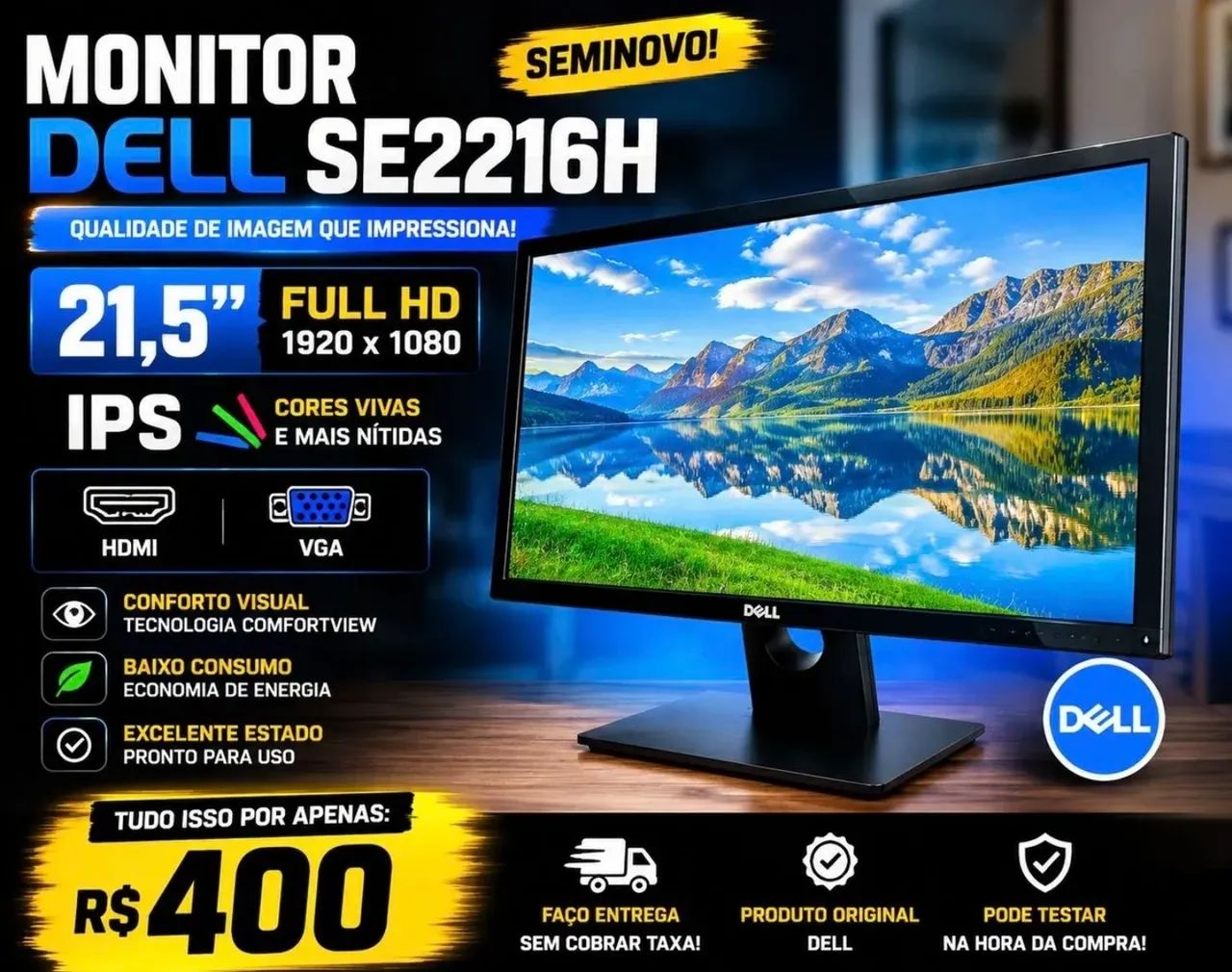 MONITOR DELL SE2216H 21,5" FULL HD IPS