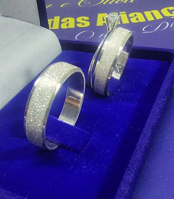 Alianças Prata 950 Trabalhada e Fosca 6 mm                                                 - Foto 3