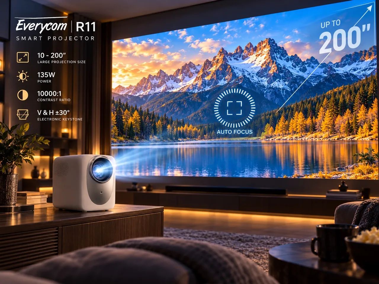 Projetor Smart Everycom R11 Full HD - Wi-Fi, Bluetooth e Ajuste Automático - Na Caixa - Foto 2