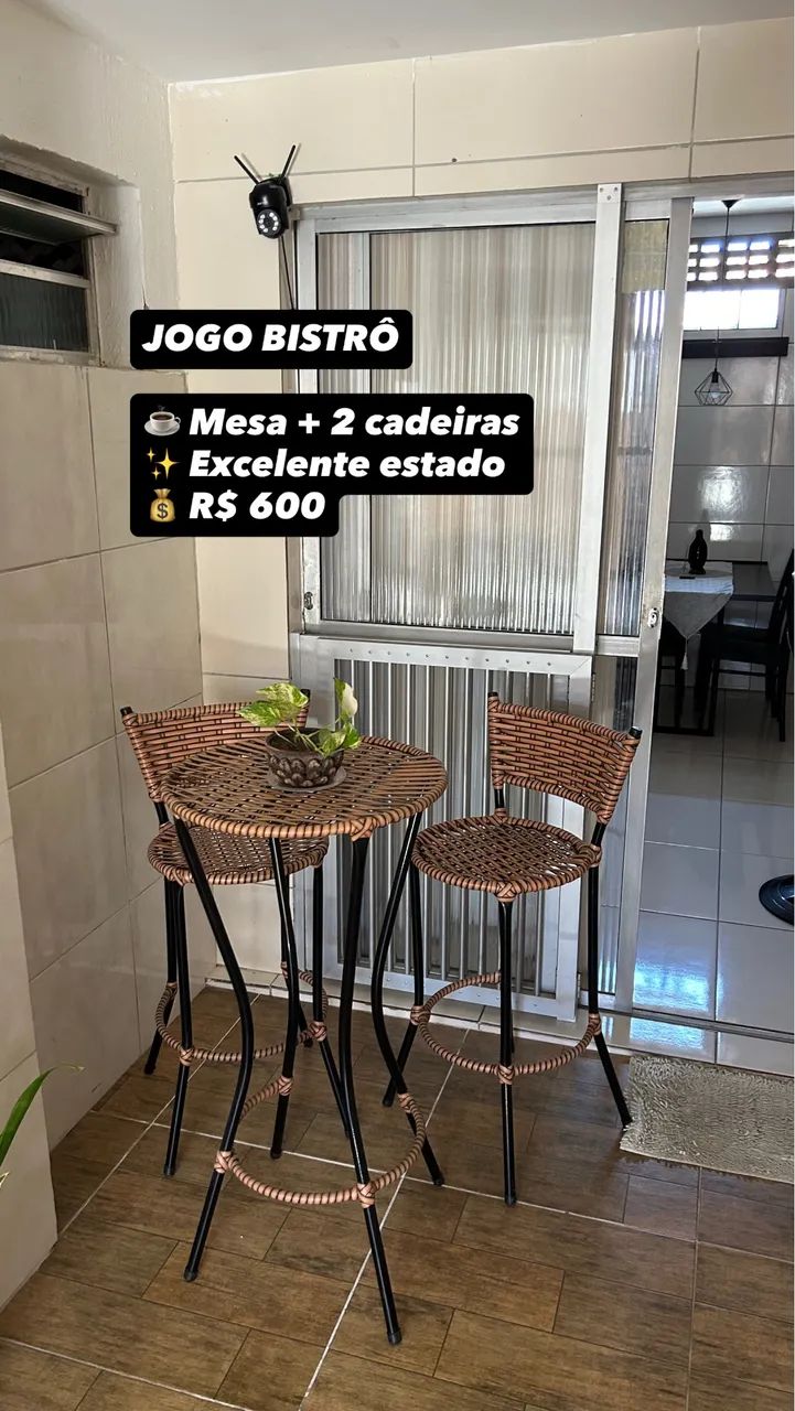 JOGO BISTRÔ COM DUAS CADEIRAS 