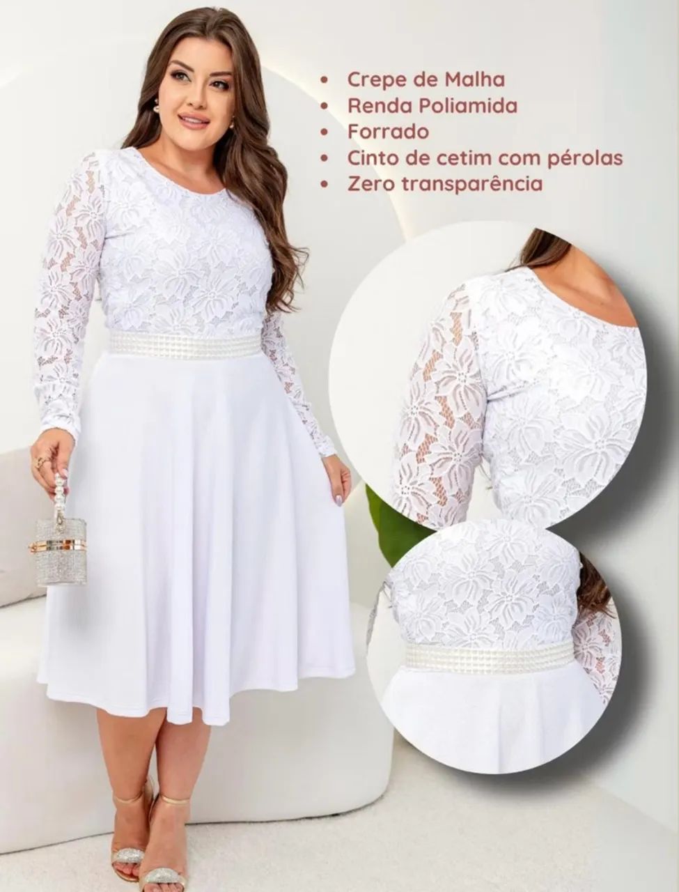 Vestido branco de renda