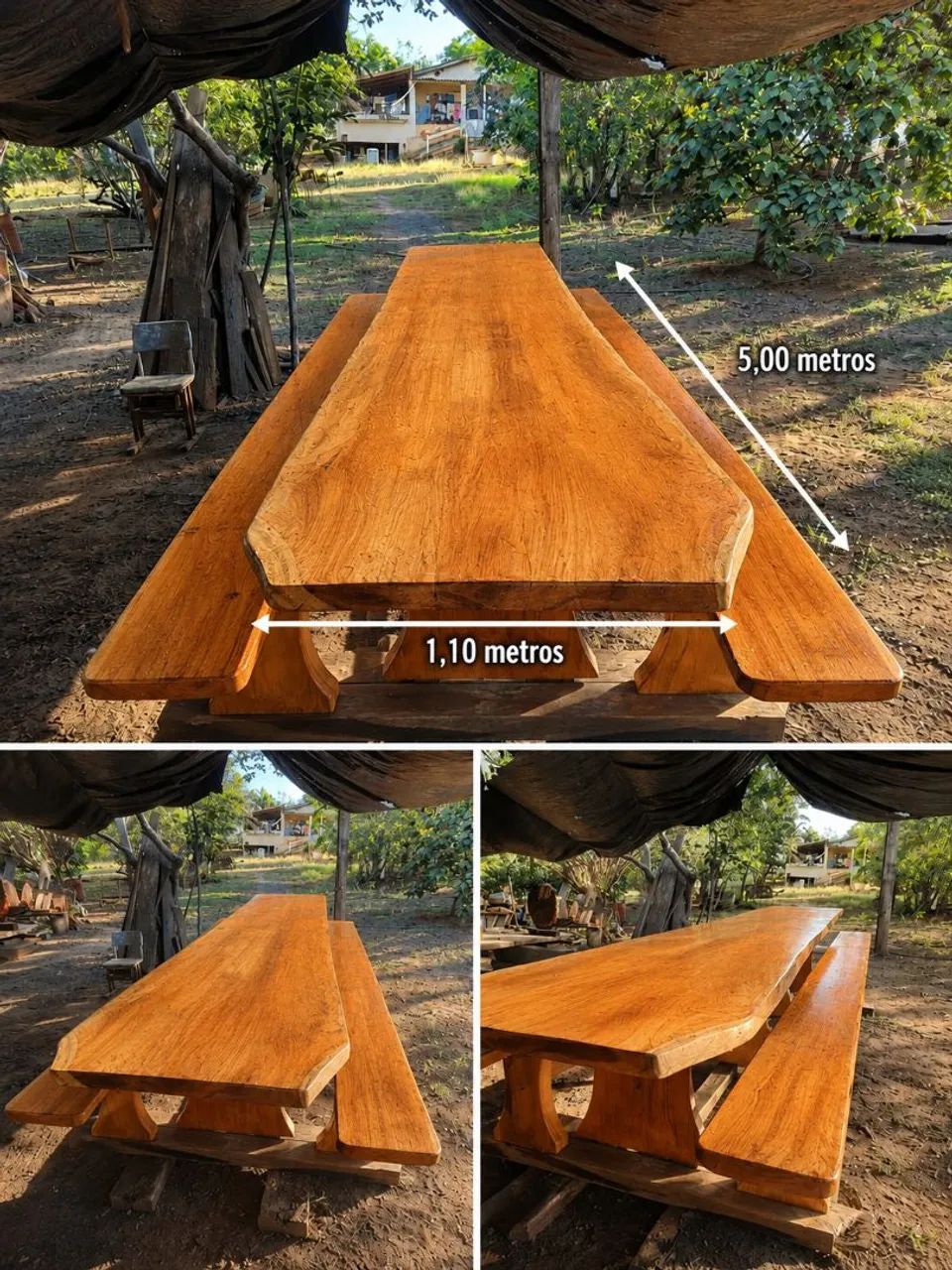 Mesa de Madeira Maciça 5x1,10 M - Foto 2
