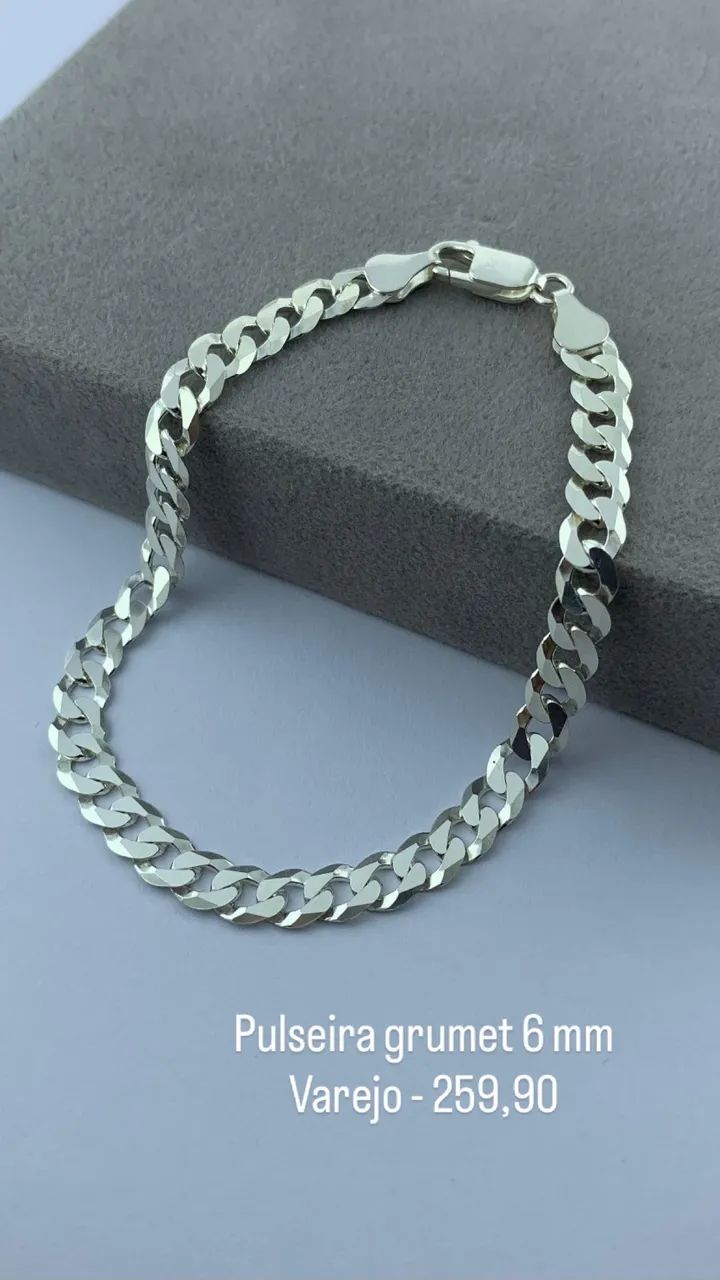 Pulseira de prata 5,5 a 7,5mm - Foto 3