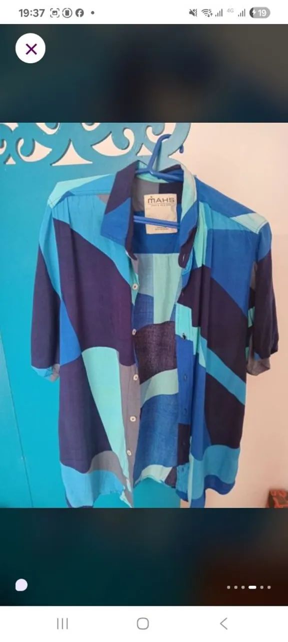 Camisa estampada azul da marca Mahs - Foto 4