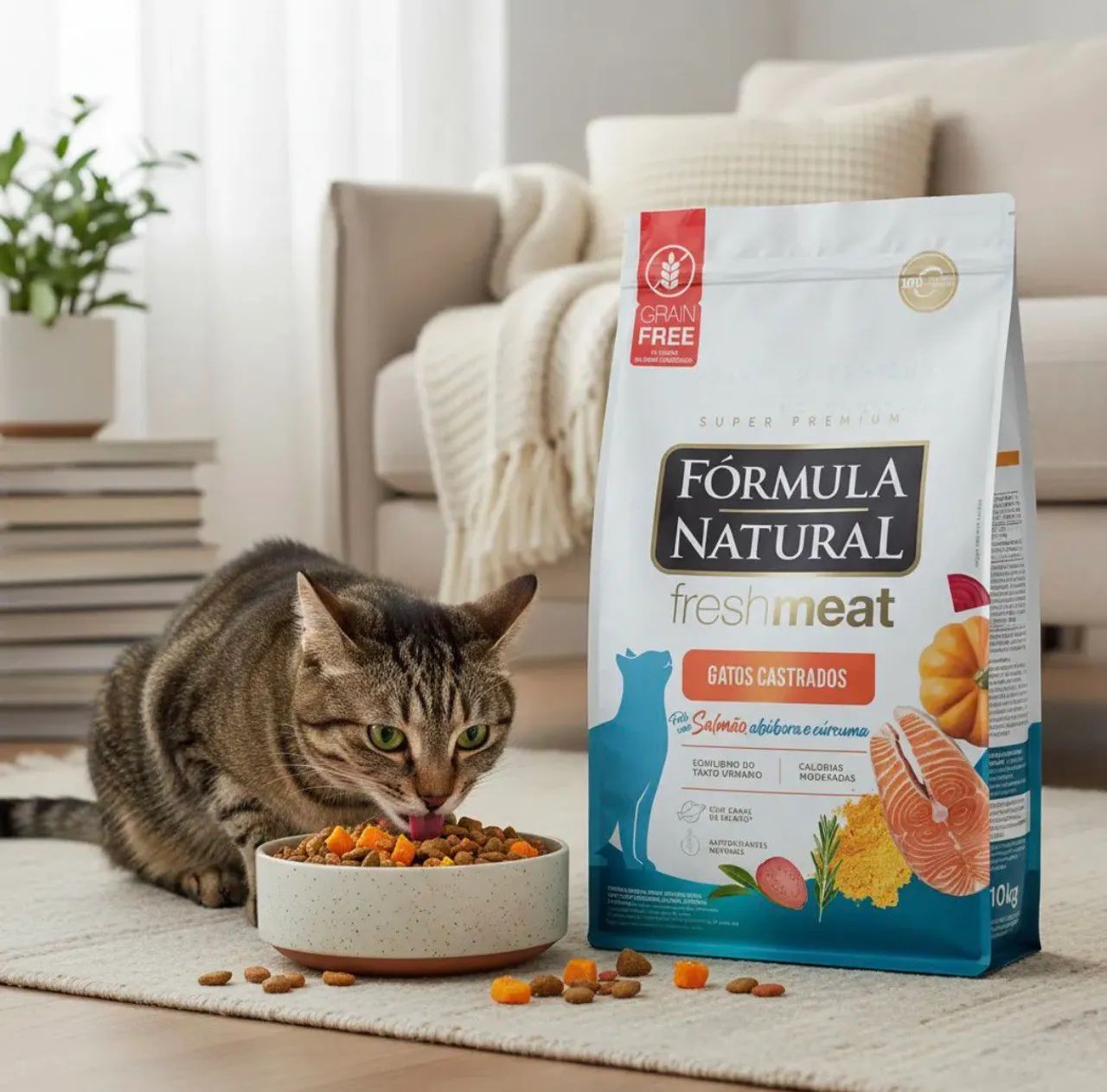 Ração Fórmula Natural Fresh Meat para Gatos Adultos Castrados Sabor Salmão 10.1kg