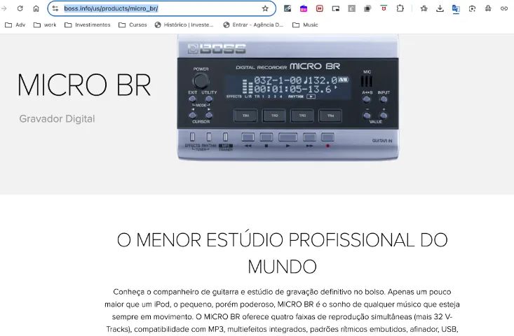 BOSS micro br - gravador Multi pista studio portatil