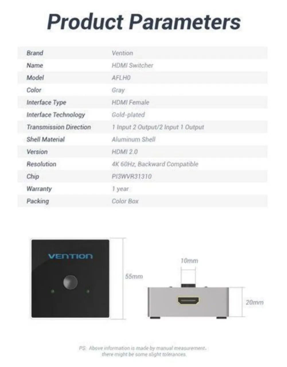 VENTION - HDMI Splitter para HDTV - Hdmi Switch - HDMI Switcher - 4K 60Hz PS4/5 - Foto 2