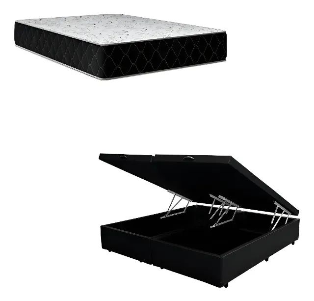 Colchão Resistence King + Cama Base Baú King preto