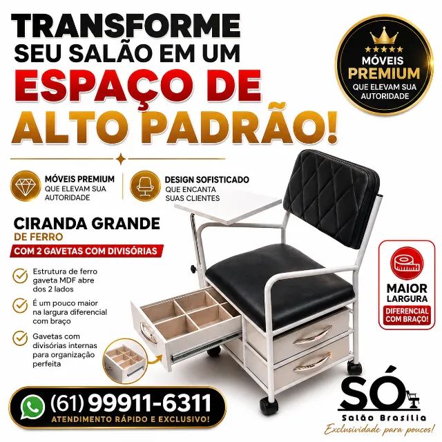 Ciranda Grande de Ferro com 2 Gavetas com Divisórias. Direto de Fábrica!