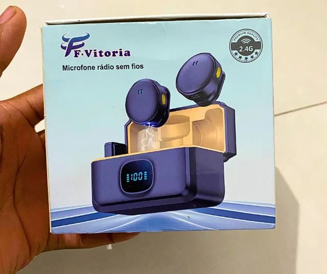 Microfone de Lapela Sem Fio Duplo F.Vitoria 2.4G