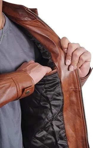 Jaqueta de couro caramelo importada EUA motociclista - Foto 4