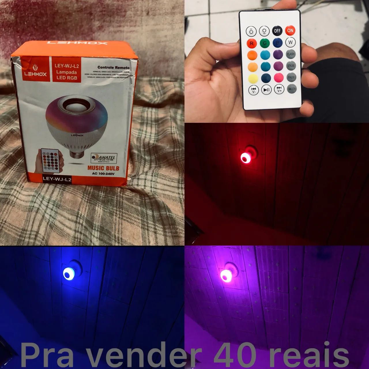 Lâmpada rgb com som 