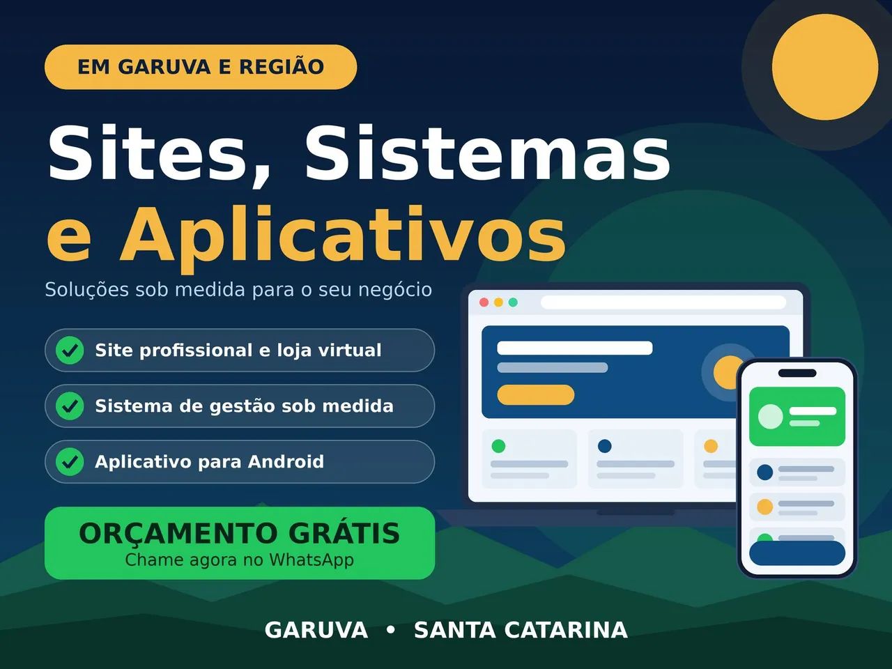 Criação de Sites, Sistemas e Apps em Garuva e Região
