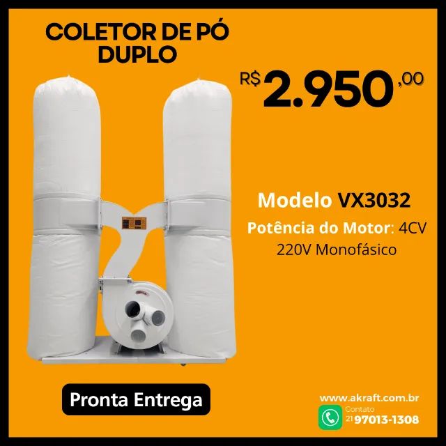 Coletor De Pó Duplo Para Marcenaria om motor de 4CV 