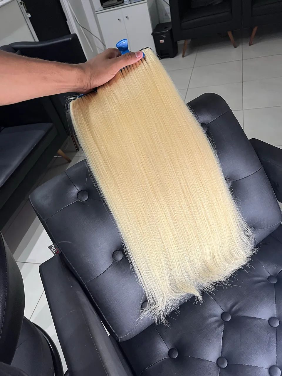 Cabelo 100% humano loiro 70cm - Foto 5