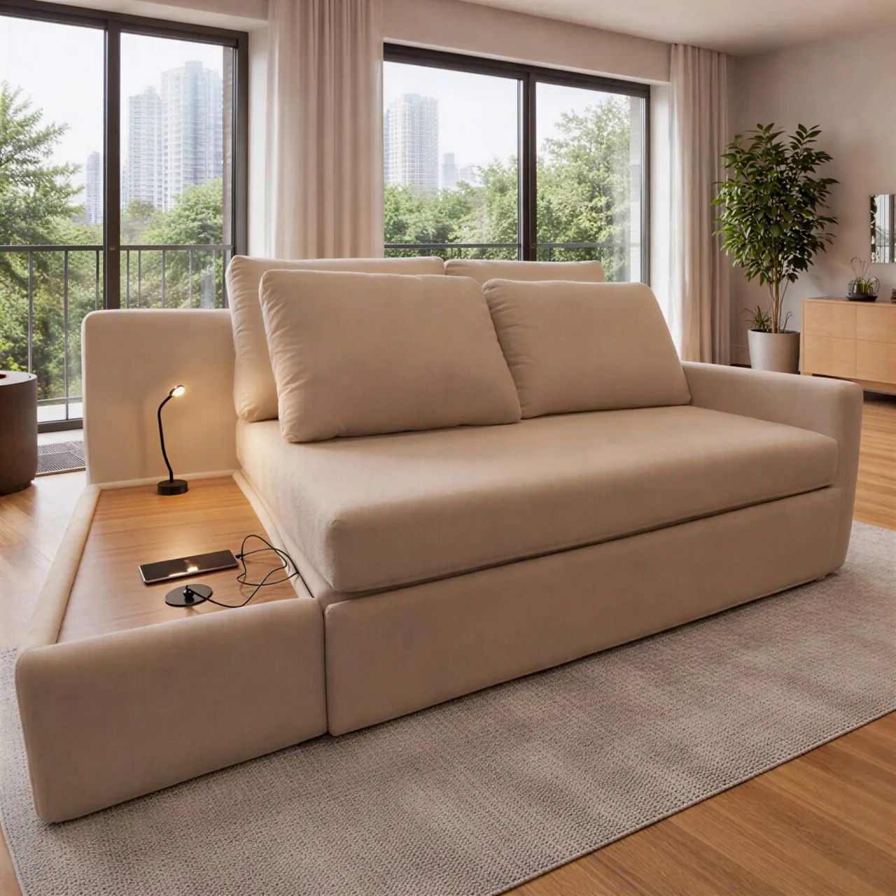 Sofá Cama Allure Ref.8006 2,02 m Linho Bege - GRALHA AZUL/ pronta entrega 