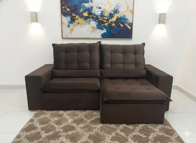 Sofa retratil e reclinavel atenas veludo com molas 