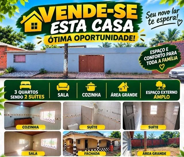 VENDO CASA COM TRES QUARTOS NO AREAL RUA PRINCIPAL 