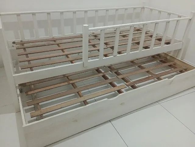 Cama solteiro com cama auxiliar (madeira) - Foto 2