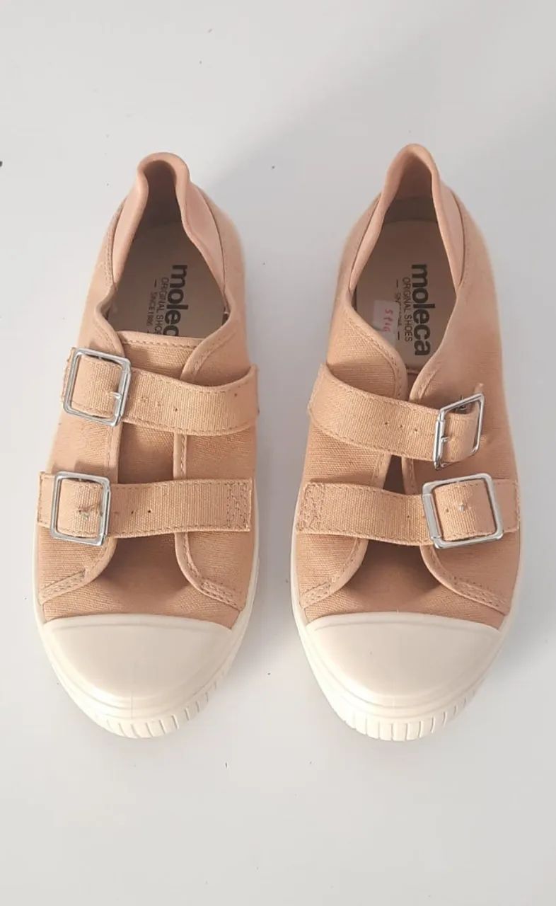 Tênis Moleca Slip-On Nude com Fivelas Tam 35 - Foto 2