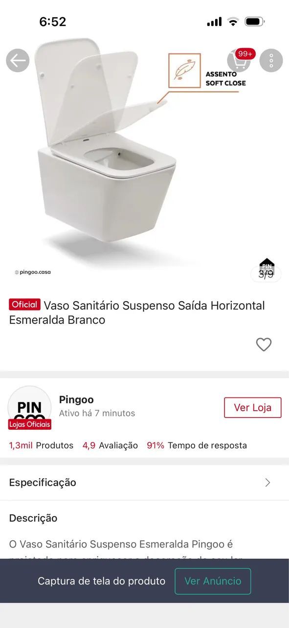 Vaso sanitário pingoo