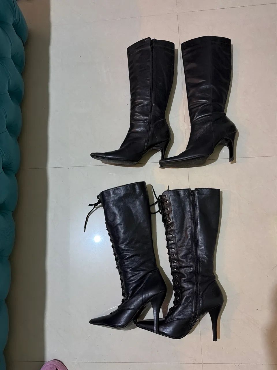 Botas de couro preta cano alto  - Foto 5