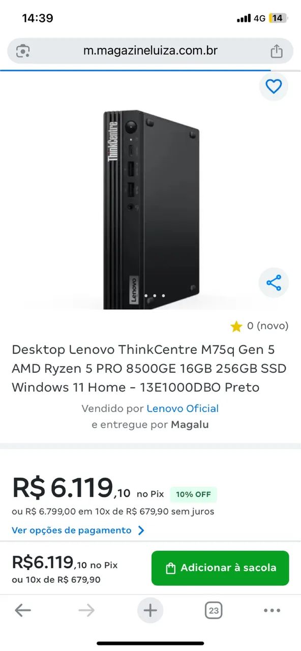 Vende-se Computador thinkcenter