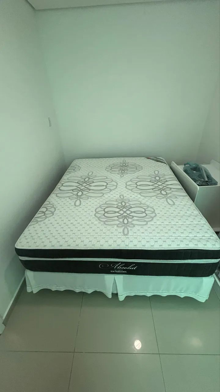 Cama box bi partida + colchão queen Absolut Ortobom - Foto 4