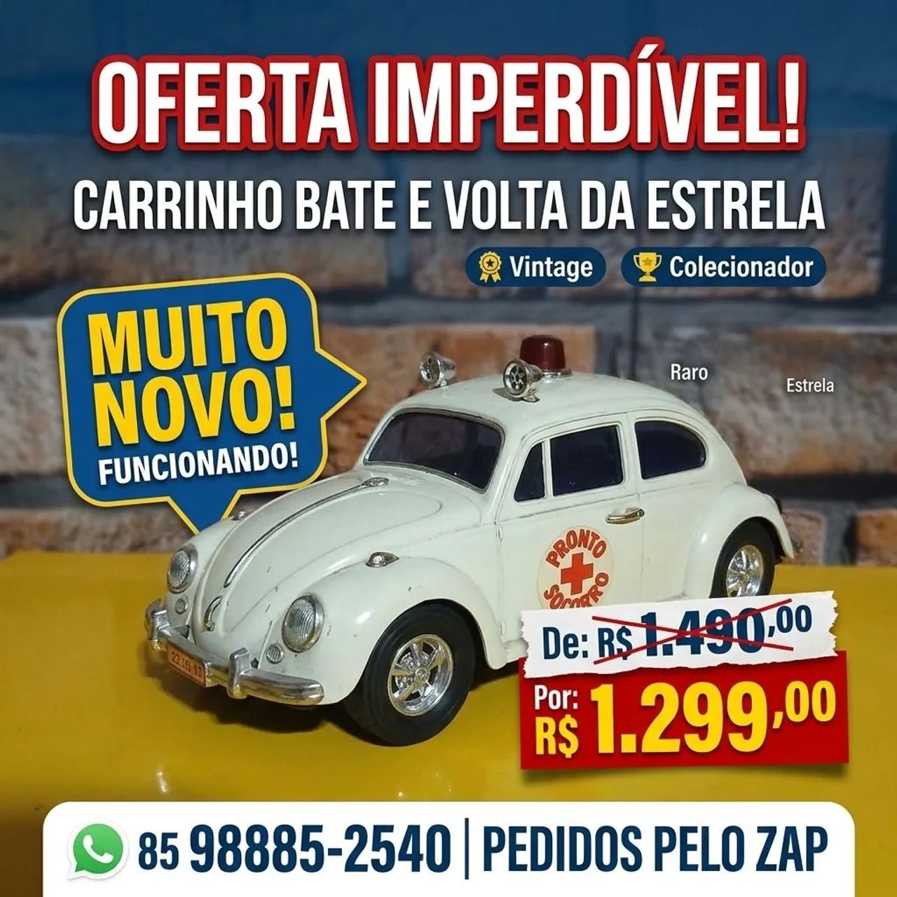 Carrinho bate e volta anos 80 estrela funcionando 
