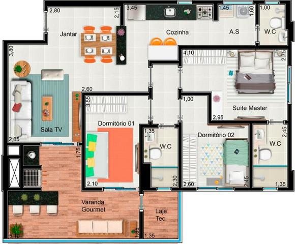 Ap 93 M2 Jd Botânico, 2 ou 3 Quartos (1 suite), 2 Vagas, Varanda Gourmet, Lazer Completo - Foto 10