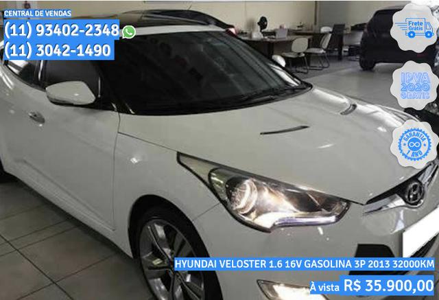 Branco Hyundai Veloster 1.6 16V Gasolina 3P 2013 R$ 35999 32022 Km