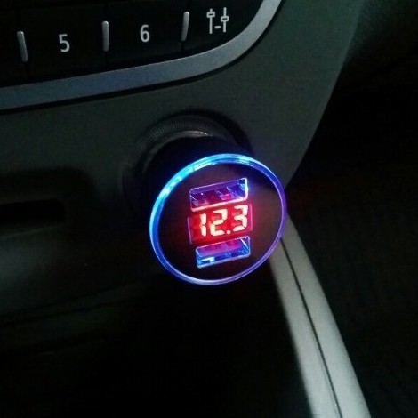 Carregador Veicular Automotivo Voltimetro De Carro 2 Portas Usb 3.1 Preto - Foto 4