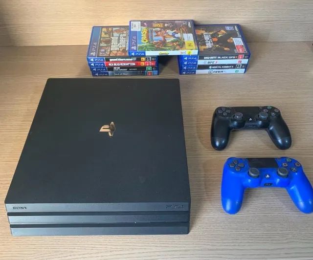 Console PlayStation 4 - Pro 1 TB + 2 Controles + 9 Jogos