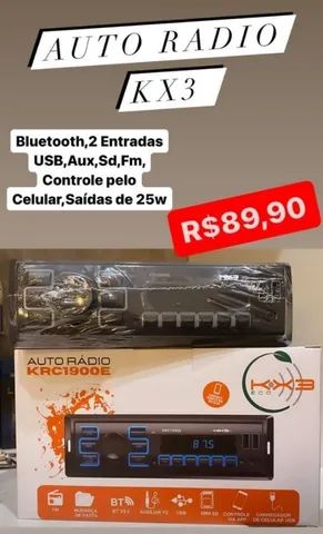 Auto Radio Bluetooth Fm Aux Sd 2 Entradas Usb  25w Kx3 Krc1900e Toca cd Carro Bob Mp3 - Foto 2