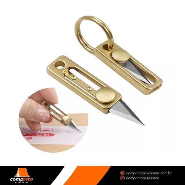 Mini punhal retrátil, chaveiro, EDC, aço inox