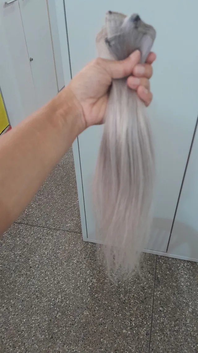 Cabelo Humano Loiro Platinado Mechado Nacional Tela 30g 60cm