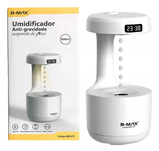 Umidificador De Ar Anti-gravidade Led Suspensão De Gotas Com Relogio Verde Claro - Foto 4