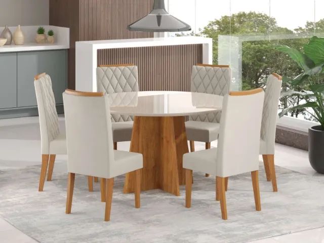 Sala Daila 1,35 cm com 6 Cadeiras Iza, da Viero
