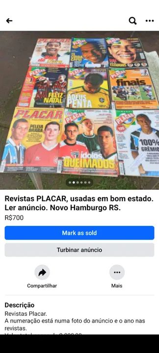 Revistas placar, usadas em boas condições. Novo Hamburgo RS.