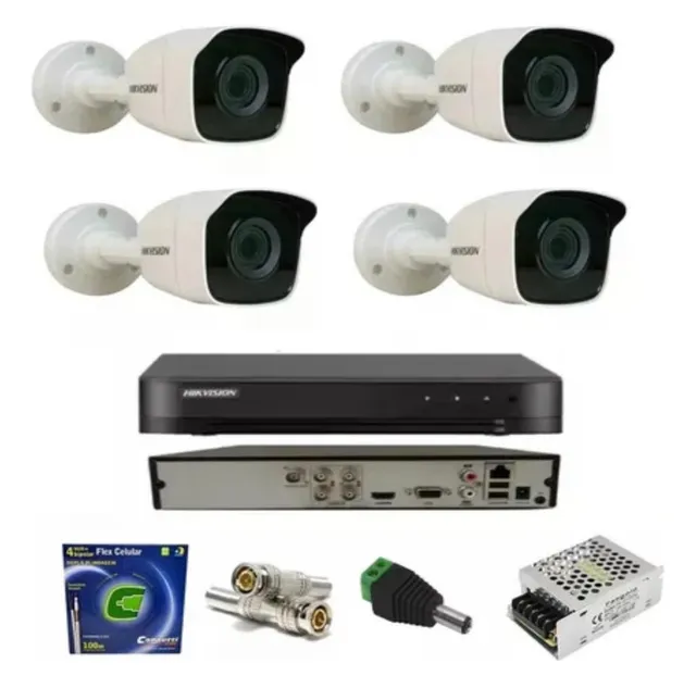 10x sem juros Kit completo 4 câmeras Hikvision