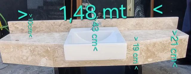 Pia banheiro pedra travertino polido Completa  - Foto 4