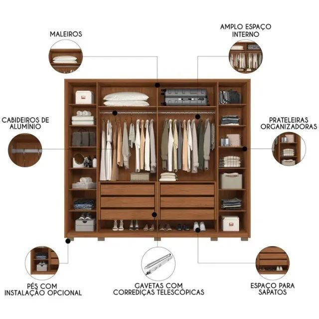 Guarda-Roupa 6 Portas Octavius 2,65 m 100% MDF - Foto 6