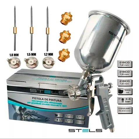 Pistol de Pintura com Filtro - Pulverizador Tinta Tanque Alto - Pronta Entrega <br> - Foto 6