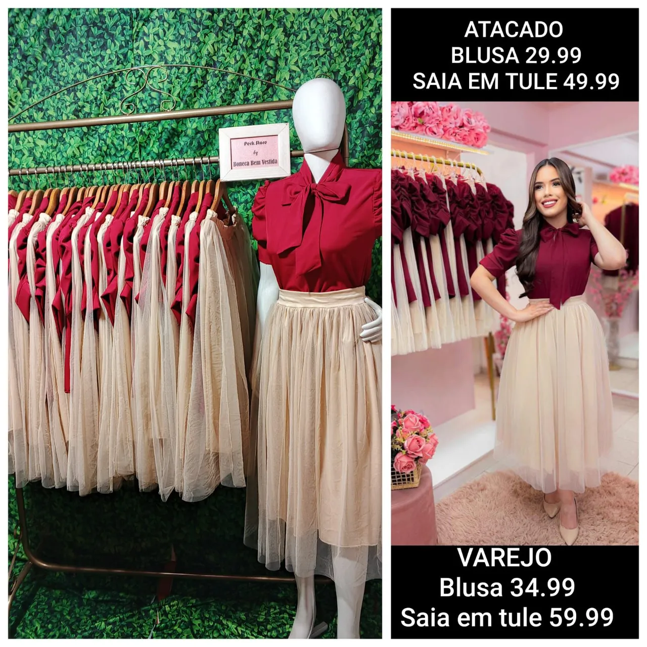 Conjunto Saia em Tule + Blusa Atacado e Varejo