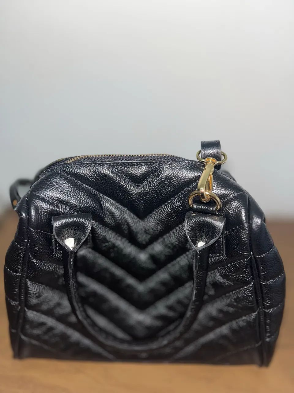 Bolsa Couro Baú preta  - Foto 4